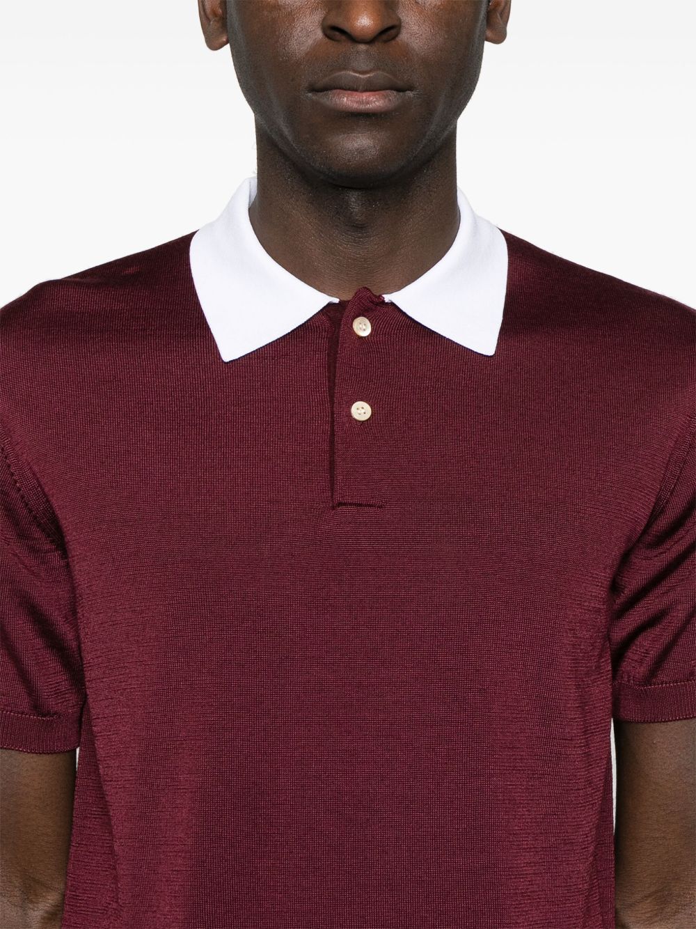 Burgundy Sun polo shirt Wales bonner - men - WALES BONNER Burgundy Sun polo shirt Wales bonner - men - WALES BONNER